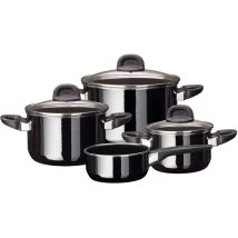 Silit Modesto Line - Set Di Pentole A Induzione, 4 Pezzi, Con Coperchio In Vetro, In Ceramica Funzionale Silargan, A Induzione, Senza Nichel, Nero