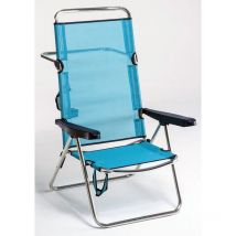Alco - Silla de playa multiposición con asas - Respaldo alto - Azul