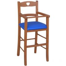 Okaffarefatto - Trona en madera de cerezo con asiento acolchado en símil piel azul