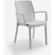 Silla Apilable De Ratán Con Reposabrazos Para Bar Y Jardín Indiana Bica - Blanco