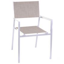 Silla asiento de jardín apilable con reposabrazos Blanco 55x56 cm h 86 cm en Aluminio mod. Cleveland