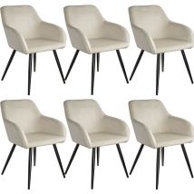 Tectake - Silla de comedor marilyn aterciopelada, patas negras - asiento de comedor, silla elegante para el salón, silla de cocina - Juego de 6