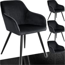 Tectake - Silla de comedor marilyn aterciopelada, patas negras - asiento de comedor, silla elegante para el salón, silla de cocina - Juego de 4