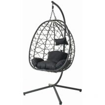 Silla colgante efecto ratán negro cuzco