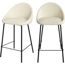 Set de 2 sillas para isla de cocina blancas efecto lana 65 cm - Misty