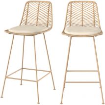 Set de 2 sillas para isla de cocina en mimbre natural 66 cm - Tamara