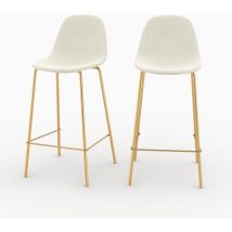 Set de 2 taburetes para isla de cocina en cuero sintético blanco 65 cm - Henrik