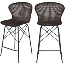 Set de 2 taburetes para isla de cocina en resina tejida marrón 63 cm - Palma