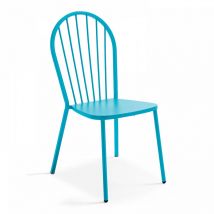 Silla de jardín de metal azul estilo bistró