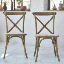 Silla de bistró vintage de madera, set de 2, Belleville, Marrón, 48.5x53.5x88.5 cm