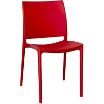 Okaffarefatto - Silla de comedor Altea en plástico color rojo modelo confort