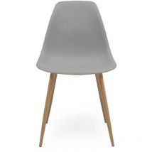 Silla de comedor CAIRO NORDIC asiento de polipropileno y patas de metal símil madera GRIS MEDIO
