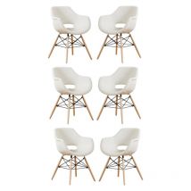 Life Interiors - Juego de 1/2/4/6 Olivia Eiffel Tela Sillón Comedor Tub Silla Juego de 6 - Crema - Cream