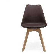 Homely - Silla de comedor day asiento de polipropileno y patas madera de haya chocolate 66009