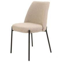 Meublorama - Silla de comedor elisa – Tela Stof color arena – Patas de metal negro – Altura 83 cm – Estilo diseño/industrial