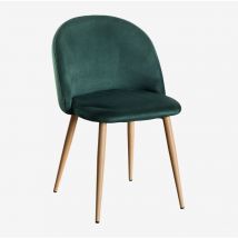 Sklum - Silla de comedor en terciopelo Kana Verde Jungla