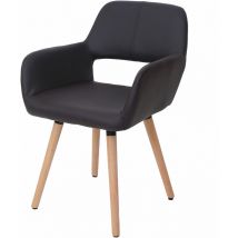 HHG - Silla de comedor 428 ii, silla de cocina, diseño retro años 50, polipiel, marrón, patas claras