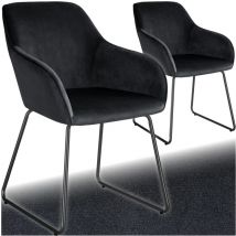 Silla de comedor JEANE de terciopelo, estructura de patín - Silla, Silla de comedor, Silla de salón - Juego de 2