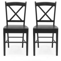 Pack De 2 Sillas De Comedor O Cocina Golf Estructura De Madera Color Blanco, Negro O Madera Milán Natural | Negro