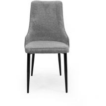 Homely - Silla de comedor queen tapizada en tela y patas metálicas en color negro gris