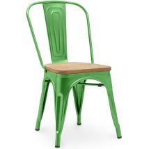 Tolix Style - Silla de Comedor - Diseño Industrial - Acero y Madera - Nueva Edición - Stylix