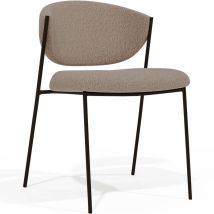 Privatefloor - Silla de comedor - Tapizada en Tela Bouclé - Metal negro - Seda