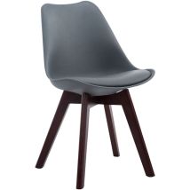 Décoshop26 - Silla de comedor x1 diseño escandinavo en pvc y plástico gris y base de 4 patas en madera marrón 100003294