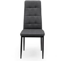Homely - Silla de comedor zuni tapizada en tela gris oscuro y patas metálicas en negro