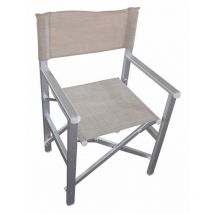 Silla de director plegable de aluminio y tela beige agrisado mod. Siena