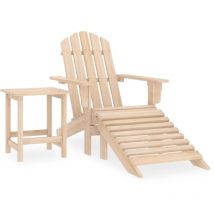 Silla de jardín Adirondack con reposapiés y mesa de abeto