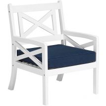 Beliani - Conjunto de jardín blanco de madera de acacia con cojines azules 4 plazas con mesa Baltic