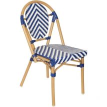 Oviala - Silla de jardín estilo bistró parisino en aluminio y ratán azul.