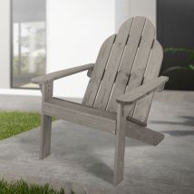 Ecd Germany Silla De Jardín Adirondack De Madera Maciza Abeto 92,5x70x89 Cm Gris Asiento De Parque Con Reposabrazos Resistente A La Intemperie 