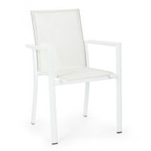 Silla Konnor aluminio blanco con reposabrazos