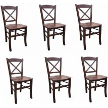 Okaffarefatto - Silla de madera de nogal oscuro con asiento de madera maciza x 6