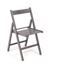 Silla de madera gris plegable que ahorra espacio