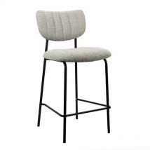 Silla de mostrador VENTURA – Tela gris claro – Patas de metal negro – Altura 97 cm – Estilo diseño/industrial