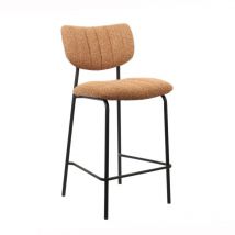 Silla de mostrador ventura – Tela naranja – Patas de metal negro – Altura 97 cm – Estilo diseño/industrial