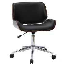 Miliboo - Silla de oficina negra y madera oscura rubbens