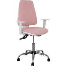 Silla Elche blanca asincro bali rosa brazos regulables ruedas de parqué