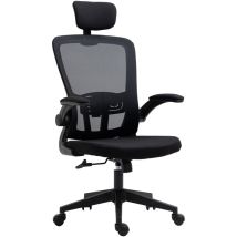 Vinsetto - Silla de Oficina Giratoria con Altura Ajustable Reposabrazos Plegable Reposacabezas y Soporte Lumbar Regulables 65x64x114-122 cm