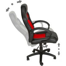 Mediawave Store - Silla de oficina Gaming Racer cuero ecológico 4 ruedas giratorias y direcciónal Color: Rojo