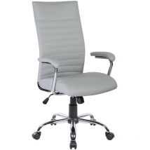 Serena - Silla de oficina Geelong, Sillón presidencial con reposabrazos, Silla de oficina ergonómica, Cm 63x65h108/118, Gris