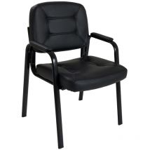 Idralite - Silla acolchada de oficina de cuero artificial negro sala de espera conferencia