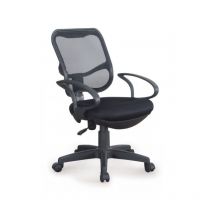 Silla de oficina giratoria en tela gris oscuro con altura regulable y reposabrazos