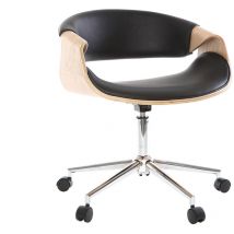 Silla de escritorio moderna polipiel negro/madera clara aramis
