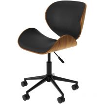 Silla giratoria de oficina en piel sintética negra 79-91cm - Baudoin