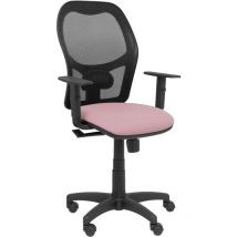 P&c - Silla Alocén malla negra asiento bali rosa brazos regulable