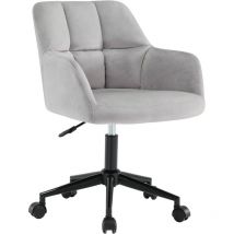 Silla de Oficina Tapizada en Terciopelo Sillón de Escritorio Moderno con Ruedas Ajustable en Altura para el Hogar Oficina Dormitorio, Gris, Wahson