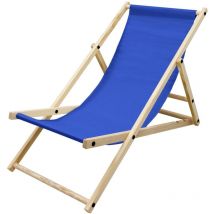 Ecd Germany - Silla de Playa Madera de Pino 3 Posiciones de Reclinación Plegable Tumbona Tradicional para Jardín o Balcón Azul Oscuro Impermeable
